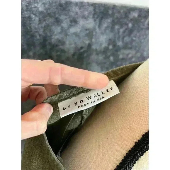 SOLD NWT Bryn Walker Bingley Shift Linen Dress Size M Olive Green Half Sleeve - Picture 5 of 13